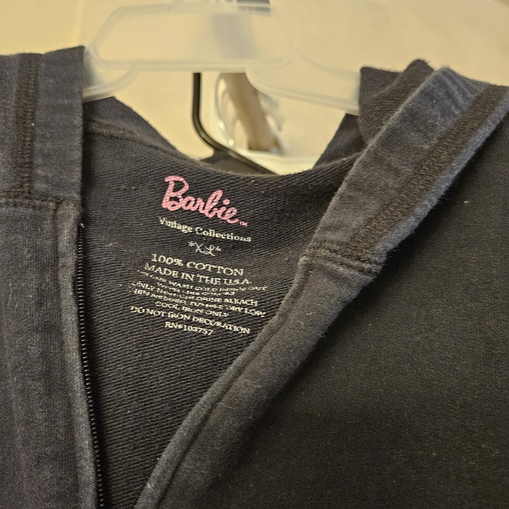 Barbie Vintage Collection Black Zip Up Hoodie,fits like Jr. Xl